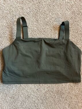 NWOT Aerie Olive Green Ribbed Crop Tank Top Bra SZ XL